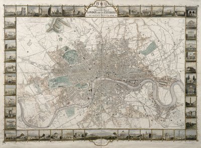 Talliss Illustrated Plan of London and its Environs, in Commemoration of the Great Exhibition of Industry of all Nations, 1851, published by John Tallis & Co. by English School